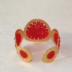 ลูกปัดแก้วสีทองผสม18k กำไลข้อมือทองเหลืองกำไลข้อมือปรับแต่งได้ทรงเรขาคณิตแบบกว้างเครื่องประดับกำไลแฟชั่น - Product Image 2