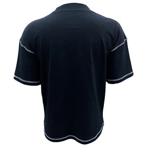 Logo personnalisé pour hommes T-shirt à point contrasté en coton à manches courtes Streetwear Fashion Tees Patch en caoutchouc T-shirt décontracté - Product Image 2