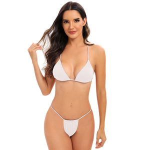 Ensemble de maillot de bain bikini deux pièces grande taille pour femmes avec décoration en cristal, séchage rapide et propriétés antibactériennes, logo sur la taille et sur le devant - Product Image 2