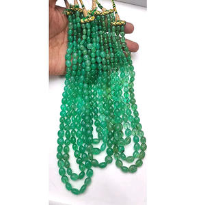 สร้อยคอลูกปัดเบริลสีเขียวแบบรัสเซียความยาว10-12มม. ยาว20นิ้ว2-3ชั้นสร้อยคอประดับลูกปัดเบริลแนววินเทจ - Product Image 6