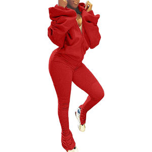 High Quality Custom Design Women's Workout Tracksuit New Arrival Solid Pattern Hooded Sweatpants Back Hole Winter Streetwear - Product Image 4