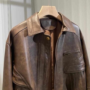 แจ็กเก็ตหนังแท้สำหรับผู้หญิงไซส์พิเศษแจ็กเก็ตนักบินผ้านุ่มใส่สบายออกแบบได้ตามต้องการจากโรงงานแฟชั่น - Product Image 2