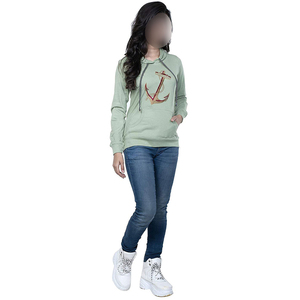 Verde Totalmente personalizado Hecho Mejor contraste de color Diseño único Ropa informal Sudaderas con capucha Anti-Pilling Sudaderas con capucha y sudaderas para mujer - Product Image 4