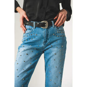 Jeans de Mezclilla de Cintura Alta con Estampado Vintage, Rotos y Decorados, Transpirables, de Corte Recto, Estilo Y2K, Lindos y Casuales para Invierno, Verano y Otoño, Talla XL - Product Image 5