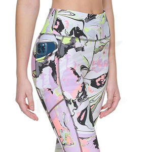 Venta al por mayor patrón sólido de las mujeres de cintura alta de secado rápido Yoga Leggings Servicio OME personalizable con cintura elástica cierre pantalón - Product Image 6