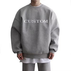 เสื้อสเวตเตอร์ผ้าฝ้ายโอเวอร์ไซส์ผู้ชายเสื้อสเวตเชิ้ตคอกลมหรูหราพิมพ์ลายคอกลม - Product Image 1