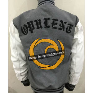 Veste en molleton pour homme avec logo personnalisé, style varsity, manches en cuir, coupe-vent, à capuche, pour l'hiver, polyester/coton, col montant - Product Image 4