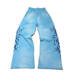 Vente en gros de pantalons de haute qualité pour hommes pantalons de survêtement surdimensionnés en strass lavés à l'acide et délavés au soleil - Product Image 2