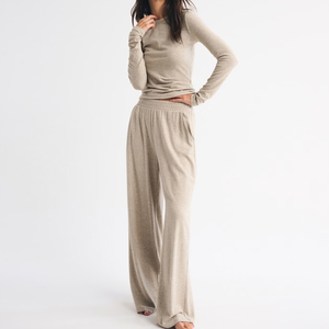 Set <span class=keywords><strong>Pigiama</strong></span> <span class=keywords><strong>Donna</strong></span> in <span class=keywords><strong>Cotone</strong></span> di Bambù a Maniche Lunghe, Maglietta e Pantaloni, Abbigliamento da Notte Organico Personalizzato - Product Image 3