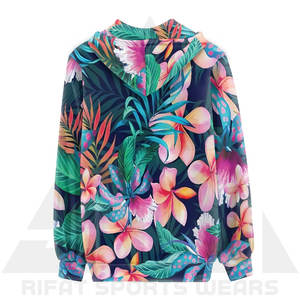 Sudadera con Capucha de Felpa para Mujer, Diseño de Flores con Sublimación Completa, Suave, Cómoda, Informal, para Invierno, Diseño Personalizado con Logotipo Frontal - Product Image 2