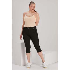 RMG <b>Plus</b> <b>Size</b> <b>Black</b> Cotton Capri Pants for Women, Comfortable Cropped <b>Trousers</b>, Casual Summer Wear, Elastic Waist, Breathable - Product Image 4