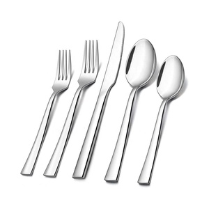 High Quality Unique Silver <b>Mirror</b> Polished Hammered Handle Bold Stainless Steel Flatware Set - Product Image 3
