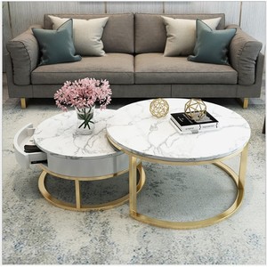 Modern Two-Tiered <b>Sofa</b> <b>Table</b> with Durable Stone Top and Wooden Drawers Farmhouse Style Living Room Furniture-TT68194 - Product Image 4