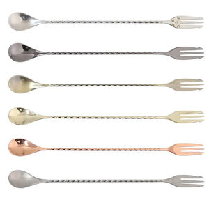 Cuchara mezcladora de cóctel de acero inoxidable con mango largo, palo giratorio desechable para cócteles y bebidas - Product Image 1