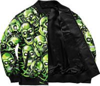 Nouvelle veste bomber pour homme en soie à col court, style rétro streetwear, grande taille, avec logo frontal, hiver 2025