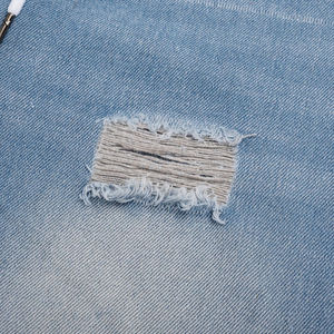 กางเกงยีนส์เดนิมทรงตรงขนาดใหญ่พิเศษ สไตล์ลำลอง กันน้ำ สำหรับผู้ชาย ลุควินเทจ ฟอกสี ขาดๆ ขายดี - Product Image 5