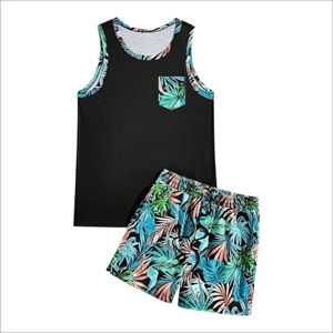 Ensemble deux pièces pour homme, taille plus, hiver, t-shirt délavé à l'acide, short assorti avec impression de logo personnalisé, style streetwear - Product Image 2