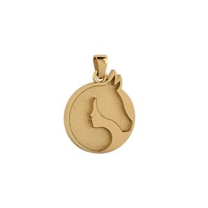 Base para Colgante de Oro Sólido de 18k y Plata 925, 20x23mm, Diseño de Mujer y Caballo, para Joyería DIY con Leche Materna y Resina - Product Image 1
