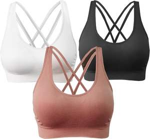 Soutien-gorge de sport yoga pour femmes grande taille, col rond, maintien élevé, écologique, antichoc, coussinets amovibles, extensible dans les quatre sens, léger - Product Image 1