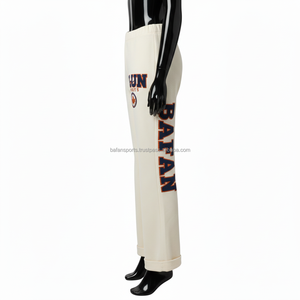 Pantalones Acampanados para Mujer, Tejido Elástico de Punto de 320 GSM, Color Crema Elegante, Logotipo Bordado Personalizado, Ropa Deportiva Informal - Product Image 3