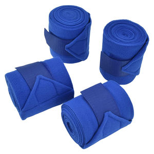Enveloppes de jambe pour cheval tendance, 4 pièces, avec mélange de polaire et de polyester, fermeture à crochets et boucles, en bleu, pour la protection des animaux de compagnie - Product Image 1