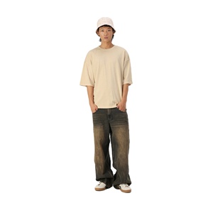 Camiseta Casual para Hombre, Cuello Redondo, Hombros Caídos, Oversize, Algodón, Corte Holgado, Estilo Urbano, Moda de Verano, Secado Rápido, 230g, Personalizable OEM - Product Image 3