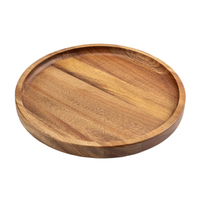 Plateau de service rond en bois d'acacia avec bordure, écologique, pour boissons, aliments et planches à découper