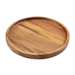 ถาดไม้อะคาเซียทรงกลมขอบขอบสำหรับเสิร์ฟเครื่องดื่มและอาหารสำหรับอาหารเช้าชากาแฟ - Product Image 2