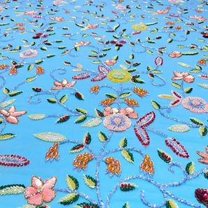 ผ้าปักมือ 3 มิติ ขายดีที่สุด สำหรับงานแต่งงานและโอกาสพิเศษ นำเข้า พร้อมลูกปัด สำหรับชุดราตรี - Product Image 1