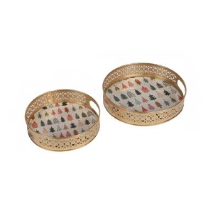 <b>Top</b> Quality <b>Christmas</b> <b>Tree</b> Round Metal Tray For <b>Christmas</b> Decor at Reasonable Price From India - Product Image 6