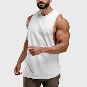 Débardeur de sport sans manches en coton/fibre de bambou pour homme, tendance, avec logo personnalisé, séchage rapide, respirant, design stringer - Product Image 1