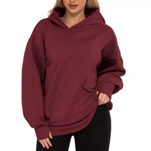 Haute qualité sweat à capuche pour femme coupe ample polaire goutte épaule surdimensionné Streetwear coupe-vent sweats à capuche respirant - Product Image 1