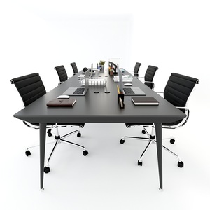 SFCN007 - Mesa Cónica Minimalista de Madera de Caucho para 6 Personas, Estación de Trabajo de 6 Asientos de Diseño Conciso - Product Image 3