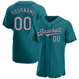 Camiseta de béisbol auténtica gris azulado personalizada-Azul marino - Product Image 1