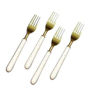 High Quality Golden Vintage Flatware Fork Knife Spoon Stainless Steel Mirrored Dinnerware Cutlery <b>Set</b> - Product Image 5
