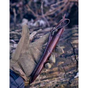 Cuchillo puukko de acero D2 con mango de madera de azobé y funda de cuero - Product Image 4