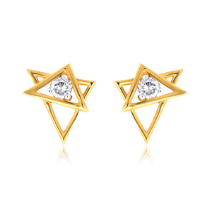 Star Shape Round Diamond <b>Studs</b> Modern Blossom Diamond <b>Stud</b> <b>Earrings</b> 14K Yellow Gold Lab Grown Diamond Luxury Jewelry - Product Image 1
