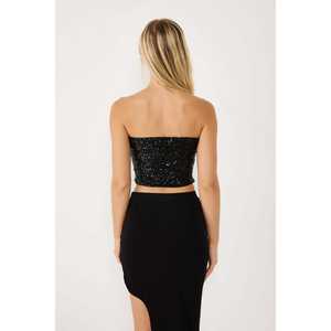 Corsé Negro sin Tirantes con Lentejuelas para Mujer - Product Image 5