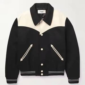 Veste bomber varsity en cuir patchwork de luxe pour homme, de haute qualité, OEM, designer, extérieur, logo personnalisé - Product Image 1