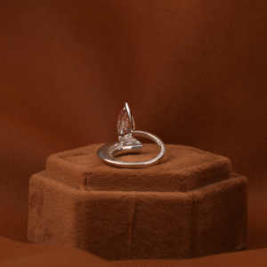 Pink Pear Cut Lab Grown Diamond Engagement Ring With Tiney Pear and Round Lab Grown Diamond in 14KT Solid Gold - Product Image 4