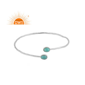Venta caliente 925 plata esterlina Natural Arizona turquesa piedra preciosa brazalete joyería personalizada fabricante - Product Image 1