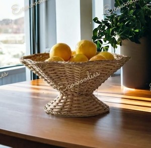 ชามหวายทรงกลมขนาดเล็กสำหรับทำขนมปังในครัวผลไม้ชามหวายทรงเปลือกหอยทำด้วยมือเป็นมิตรต่อสิ่งแวดล้อมดีไซน์ใหม่ - Product Image 1