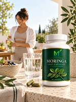 Kapsul Daun Moringa Label Pribadi OEM Suplemen Herbal Alami Formula Khusus Kapsul Moringa