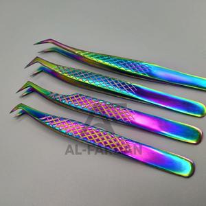 Pince à cils arc-en-ciel à pointe en fibre de quantité minimale de commande basse gratuite, extension de cils multi-plasma couleur 65 à 90 degrés en acier inoxydable - Product Image 1