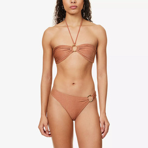 Ensemble de bikini 2 pièces pour femmes, personnalisé, en spandex/polyester, écologique, bandage, vêtements de plage, maillot de bain sexy - Product Image 1