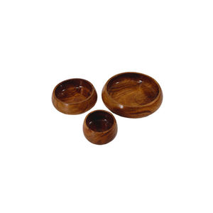 Lot de 3 bols à soupe ronds en bois marron de différentes tailles, idéaux pour la table et la salle à manger, accessoires de service - Product Image 1