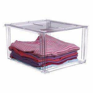 Clear Acrylic Storage Box with Lid Stackable Organizer for <strong>Clothes</strong> and Sneakers Durable Design for Closet and Home Organization - Product Image 2