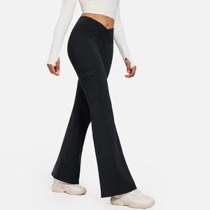 Vêtements de sport de haute qualité, pantalon évasé d'hiver à séchage rapide, taille élastique, ensemble de sport hautement extensible pour femmes - Product Image 4