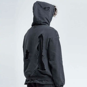 Vente en gros de sweatshirts à capuche délavés personnalisés surdimensionnés de haute qualité sweatshirts en éponge française sweatshirts à capuche vintage pour hommes - Product Image 4