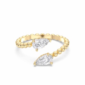 Luxueuse bague en diamant F-G/VS Moissanite de 0.75 carats en forme de poire en argent sterling pour elle - Product Image 2